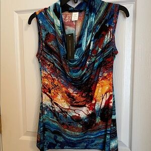Colorful Abstract Sleeveless Blouse